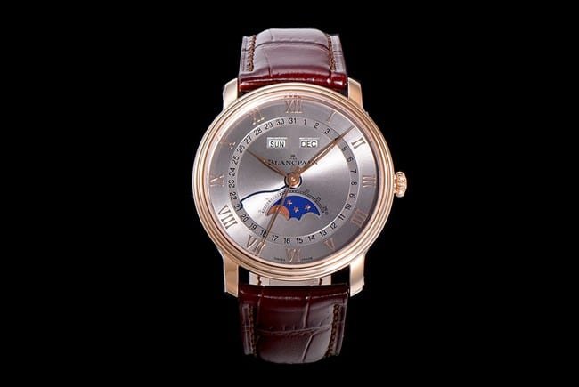 OM FactoryBlancpaintop-tier replica watch brand new V3 upgraded men's gray plate brown belt mechanical watch front view