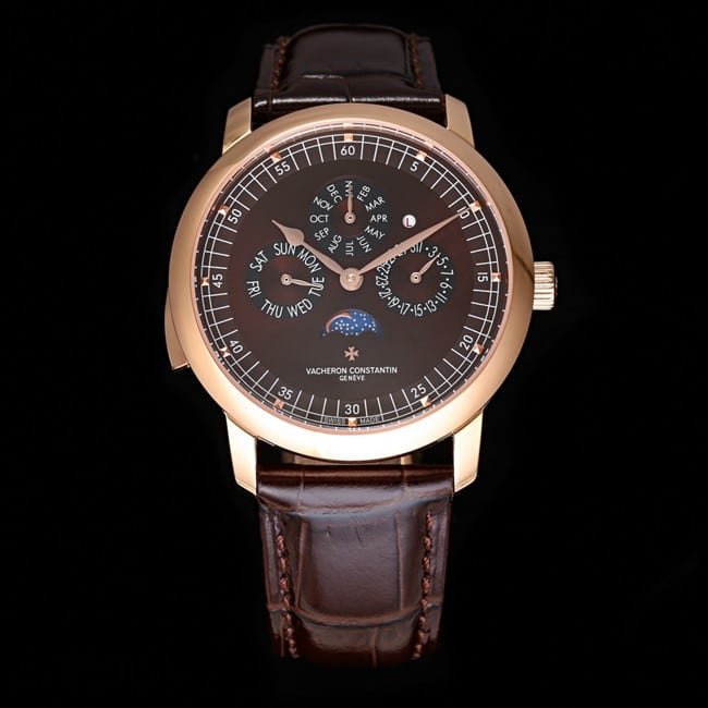 top-tier replica watch Vacheron Constantin men's brown plate brown belt Loft Craftsman series leather strap watch front view