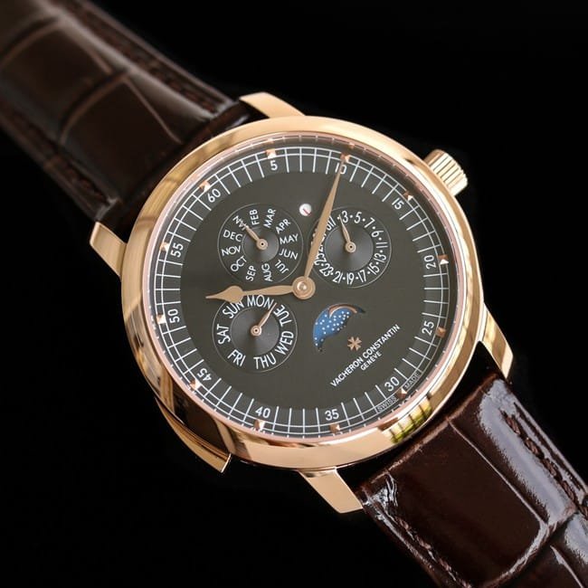 top-tier replica watch Vacheron Constantin men's brown plate brown belt Loft Craftsman series leather strap watch front view
