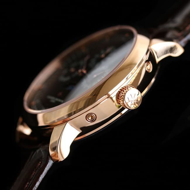 top-tier replica watch Vacheron Constantin men's brown plate brown belt Loft Craftsman series leather strap watch side view