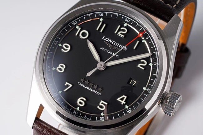 ZF Longinestop-tier replica watch Pioneer series fully automatic movement men's blue dial brown belt watch front view