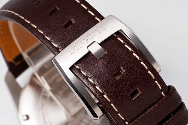 ZF Longinestop-tier replica watch pioneer series fully automatic movement men's blue dial brown belt watch clasp picture