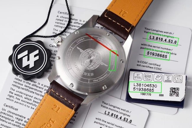 ZF Longinestop-tier replica watch Pioneer series full automatic movement men's blue dial brown belt watch back cover picture
