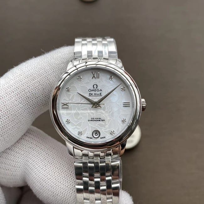Omega De Ville atualizado genuíno molde aberto branco borboleta mostrador pulseira de aço réplica 424.10.33.20.55.001 — luxury replica watch guide | Watch Replica Expert