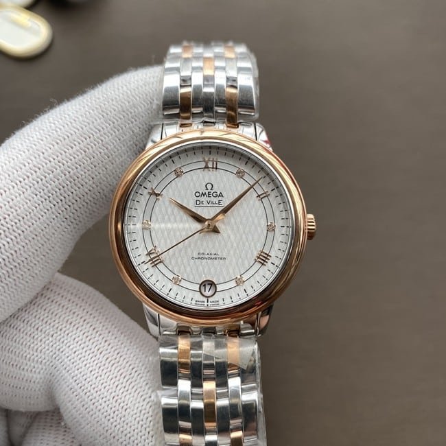 Réplica Omega De Ville Discworld Super A para mujer, esfera de seda plateada, caja de acero en oro rojo 424.20.33.20.52.002 — luxury replica watch guide | Watch Replica Expert