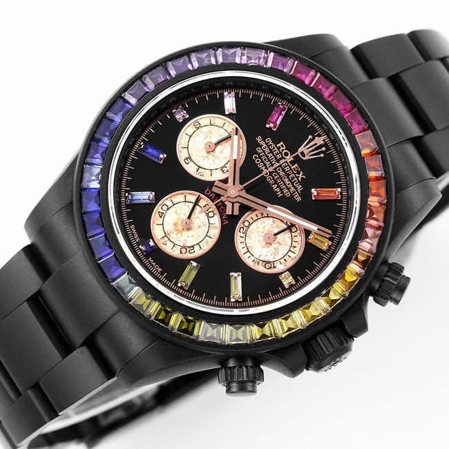 top-tier replica watch Rolex men's black dialsteel bracelet Daytona series mechanical watch front view