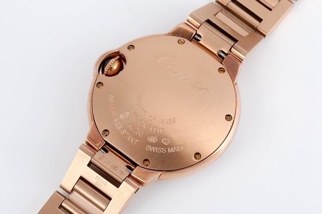 V6 factory Cartiertop-tier replica watch automatic movementsteel bracelet blue balloon series women's white dial watch back cover picture