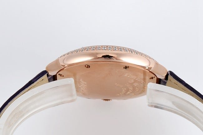 V6 factory Cartiertop-tier replica watch blue balloon series 33mm automatic movementwhite dial blue belt ladies watch side view