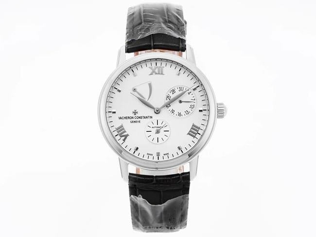 Vacheron Constantin APEX Factory Vacheron Constantin masculino TRADITIONNELLE Heritage Super A Clone relógio de pulso, mostrador branco multifuncional de 41 mm com display de reserva de marcha, pulseira preta, modelo 47200/000G-9019 — luxury replica watch guide | Watch Replica Expert