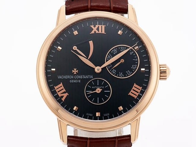 APEX factory top-tier replica watch Vacheron Constantin series automatic movement black dial red strap men's watch front view