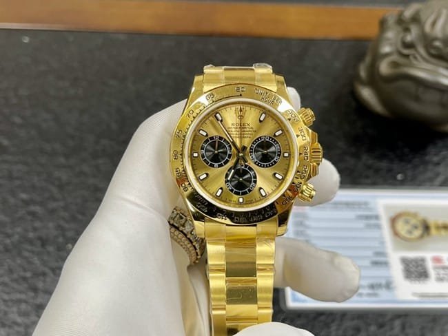 Rolex Cosmograph Daytona Champagne Panda Dial masculino pulseira de aço banhado a ouro 24K Super Clone m116508-0014 — luxury replica watch guide | Watch Replica Expert
