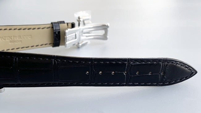top-tier replica watch Patek Philippe men's white dial black belt automatic complex function series tourbillonleather strap watch leather strap picture
