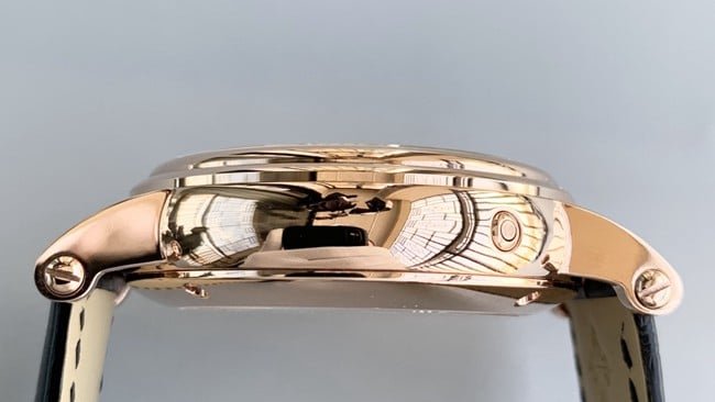Patek Philippetop-tier replica watch automatic complex function series tourbillon men's black belt manual mechanical leather strap watch side view