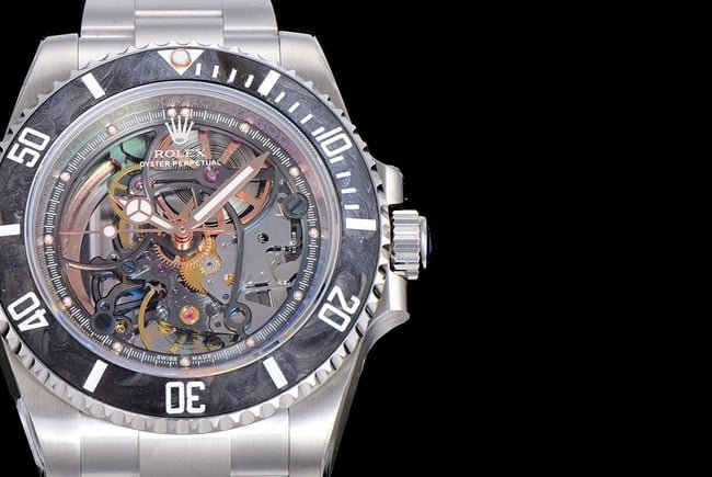 Rolextop-tier replica watch automatic movement men's gray plate steel bracelet Submariner series watch detail shots