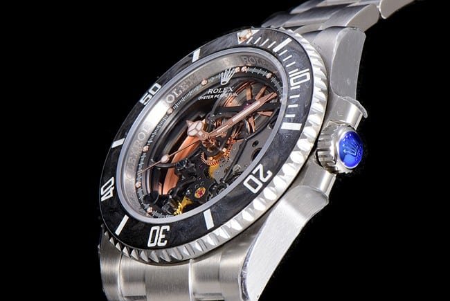 Rolextop-tier replica watch automatic movement men's gray plate steel bracelet Submariner series watch side view