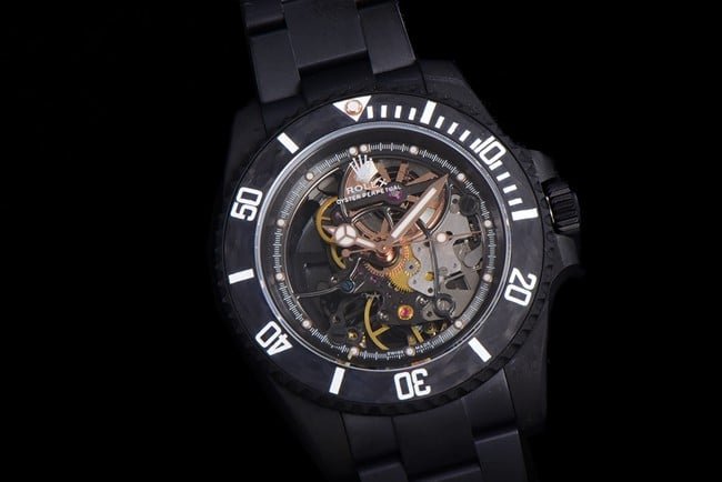 Rolextop-tier replica watch men's black dialsteel braceletSubmariner series mechanical watch front view