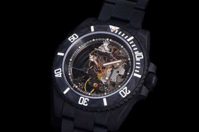 Rolextop-tier replica watch men's black dialsteel braceletSubmariner series mechanical watch front view