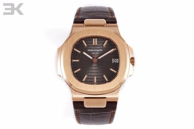 Relógio super clone de elegância esportiva masculina Patek Philippe 5711R de fábrica 3K, mostrador cinza escuro, cinto marrom escuro, ouro rosa modelo Cal.324C — luxury replica watch guide | Watch Replica Expert