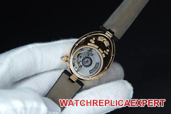 ZF Factorytop-tier replica watch Breguet Naples ladies' watchwhite dial black belt diamond-set mother-of-pearl full automatic movement watch movement picture