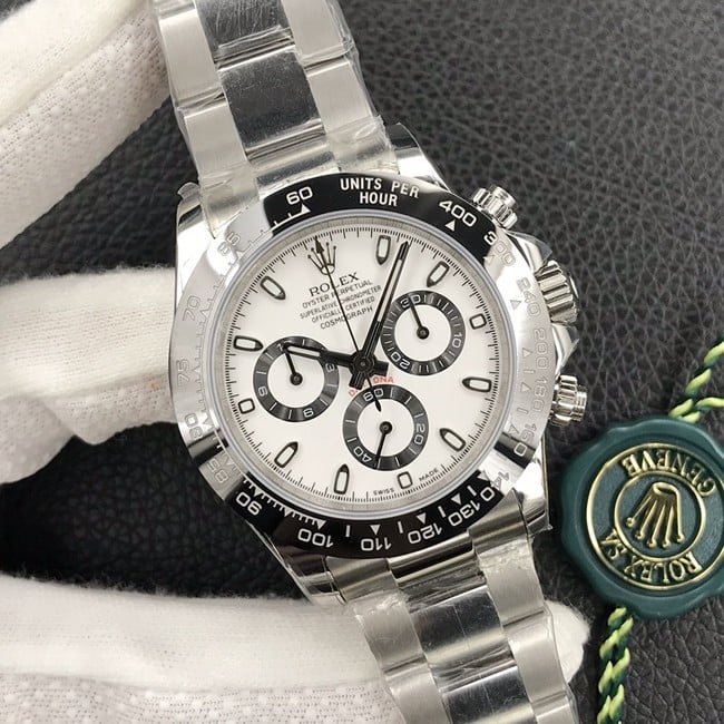 Rolextop-tier replica watch fully automatic movement men's white dialsteel bracelet watch front view