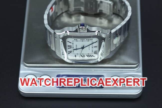 BV Factory Cartier Top Replica Watch Men's White Dial Steel Band New Santos Automatic Mechanical Front View