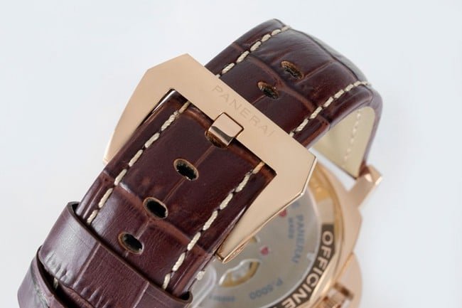 Paneraitop-tier replica manual winding mechanical men's black dial brown belt watch clasp picture