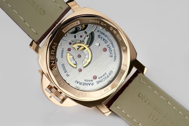 Paneraitop-tier replica manual winding mechanical men's black dial brown belt watch movement picture