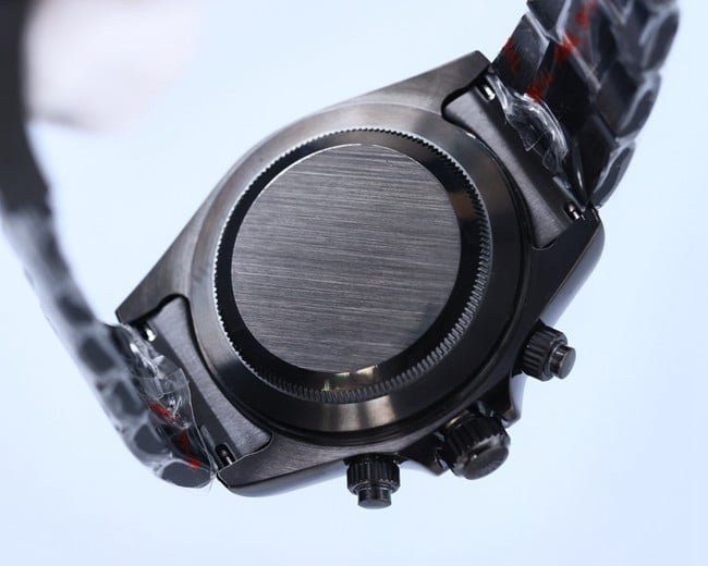 Rolextop-tier replicaautomatic multifunctional carbon black Di men's blue dialsteel bracelet mechanical watch back cover picture