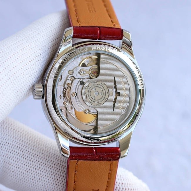 Longinestop-tier replica watch ladies white dial red strap famous craftsman series full automatic movementleather strapmovement picture