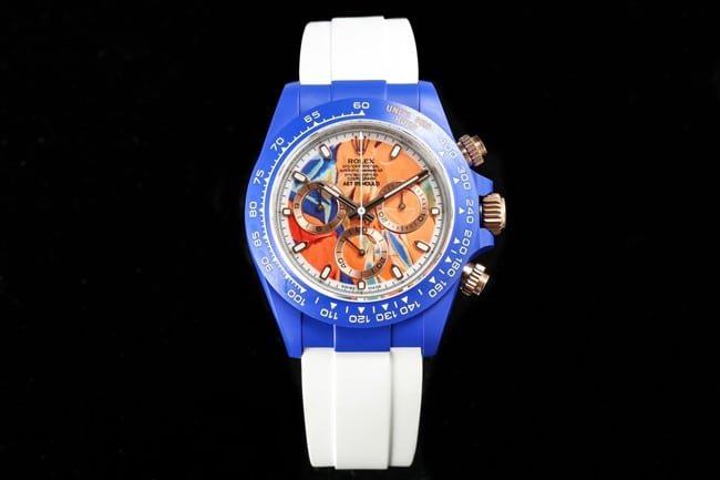 TW factory top-tier replicaRolexhigh-quality replica fully automatic movementDaytona series men's gold plate rubber strap watch front view