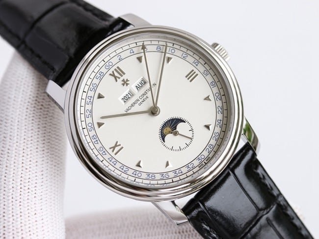 TWS factory Vacheron Constantintop-tier replica men's gray plate blue belt historical masterpiece series fully automatic movementleather strap watch front view