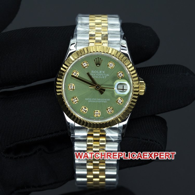 WF Factory Rolex Logotype Top Replica Montre mécanique étanche 31 mm pour femme Cadran vert olive Modèle en acier Intergold m278273-0030 — luxury replica watch guide | Watch Replica Expert