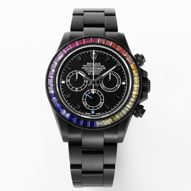 IPK Factory Rolex Daytona 1:1 Top-Replikuhren für Herren, schwarze Scheibe, schwarzes Stahlarmband mit schwarzer DLC-Diamantfolie und farbiger Diamantlünette — luxury replica watch guide | Watch Replica Expert
