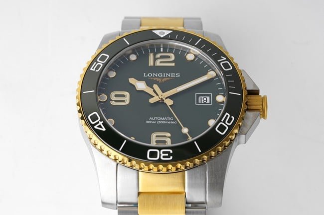 ZF Factorytop-tier replica Concas Longinessuper cloneblack dial gold band men's fully automatic movement watch front view