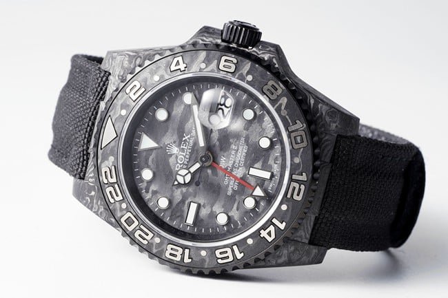 top-tierRolexreplica men's black dial nylon strap full automatic movement watch front view