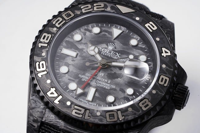 top-tierRolexreplica men's black dial nylon strap full automatic movement watch front view