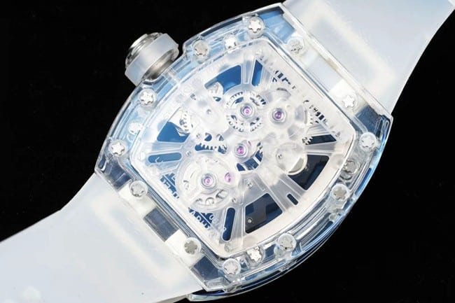 Top Richard Mille Replica Watches Men's Black Plate Rubber Belt Automatic Mechanical Tourbillon Movement Figure