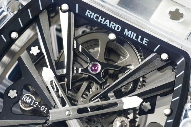 Top Richard Mille Replica Watches Men's Black Plate Rubber Belt Automatic Mechanical Tourbillon Details