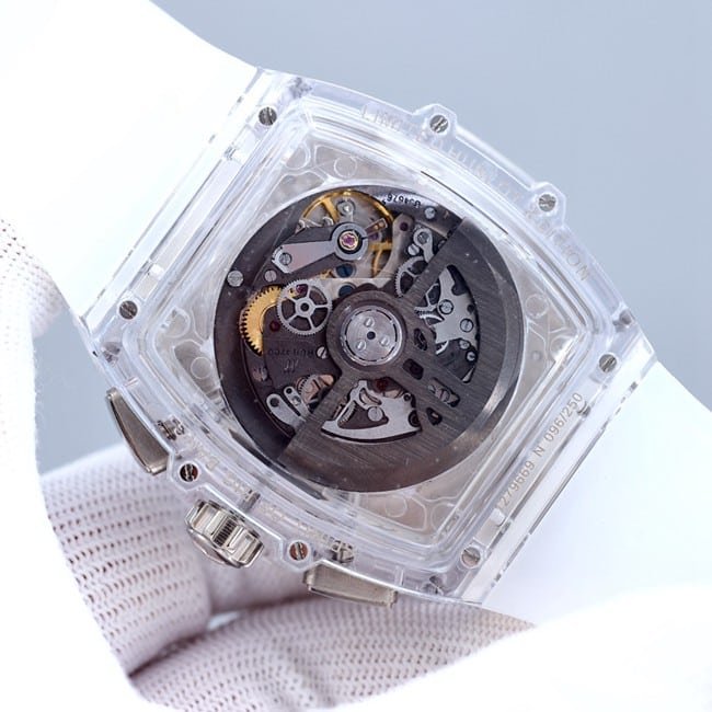 top-tier replicaHublot soul series dark brown dial white rubber bracelet 