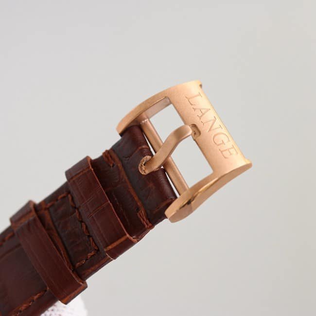 top-tier replica Lange SAXONIA series two-hand rose gold color steel case watch clasp picture