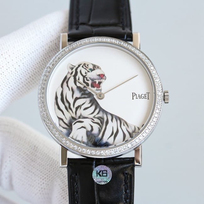 TW factory top-tier replica Piaget 2022 Year of the Tiger special edition silver steel case watch front view
