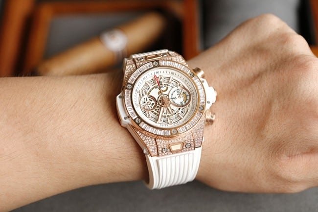 top-tier replica watch HublotBIG BANG series 411.NM.1170.RXrose gold color case jewelry watch front view
