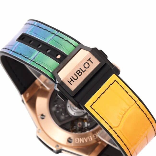 top-tier replica watch Hublot watch BIG BANG Unico big bang series rainbow full diamond men's watch clasp picture