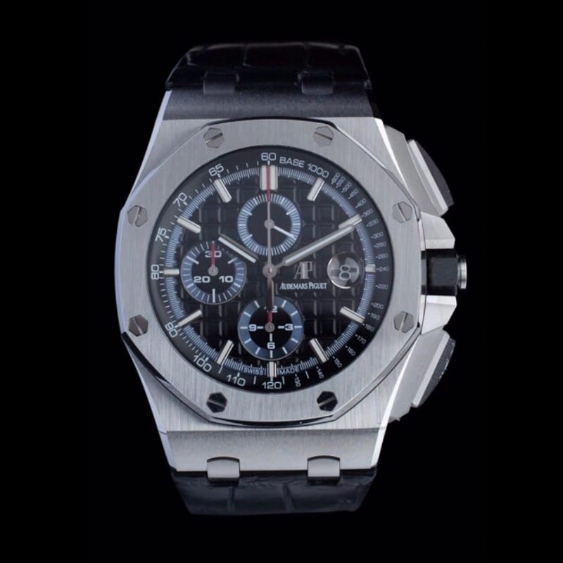 APF Audemars Piguet A002CR Herren-Royal Oak Offshore 26412PT.OO 1:1 Top-Replikuhr, schwarzes Panda-Zifferblatt, blaues zweifarbiges Armband, sportlicher Stil — luxury replica watch guide | Watch Replica Expert