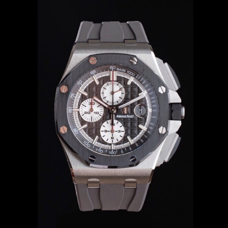 Reloj APF Audemars Piguet Royal Oak Offshore de calidad súper clon para hombre con esfera gris oscuro, cronógrafo y correa de caucho modelo 26400IO.OO.A004CA.01 — luxury replica watch guide | Watch Replica Expert