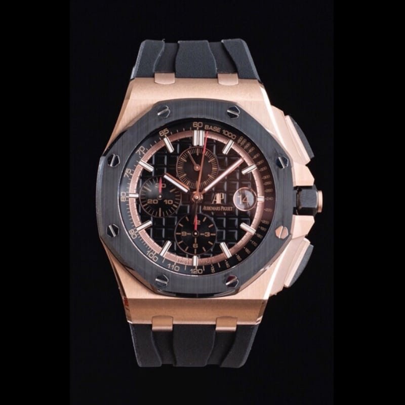 Audemars Piguet AP Royal Oak Offshore APF Super Clone Reloj para hombre Esfera negra Aguja roja Correa de caucho en oro rosa 26401RO.OO.A002CA.02 — detailed review and buying guide | Watch Replica Expert