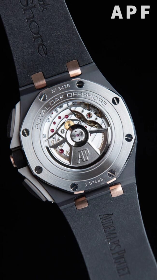 High-quality replica APFblack dial Audemars PiguetRoyal Oak gray plate offshore 26400 watch from a major manufacturer is the ultimate watch to eliminate fake movement pictures at a glance