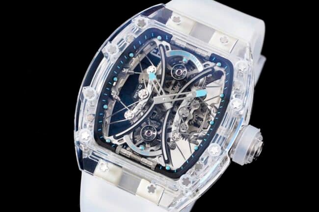 Top quality replica Richard Mille white dial shocker is here! RM 053-02 Polo Tourbillon latest masterpiece, the most explosive replica tourbillon watch, front view.