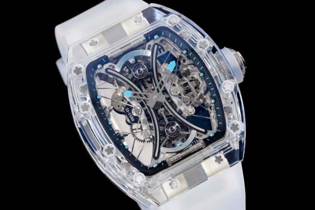 Top quality replica Richard Mille white dial shocker is here! RM 053-02 Polo Tourbillon latest masterpiece, the most explosive replica tourbillon watch, front view.