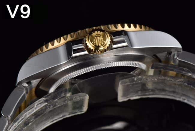 Side view of the full range of high-quality replica V9Rolex indirect black dialGMT-MasterGMT watches from major manufacturers